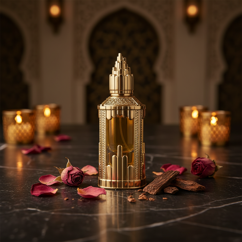 Lattafa Abraaj - Lifestyle dark marble with roses and oud