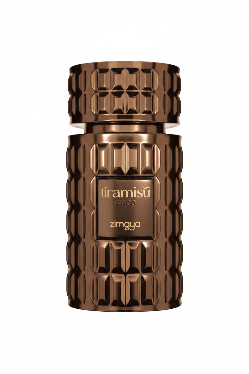 Afnan Zimaya Tiramisu Coco Eau De Parfum bottle on white background