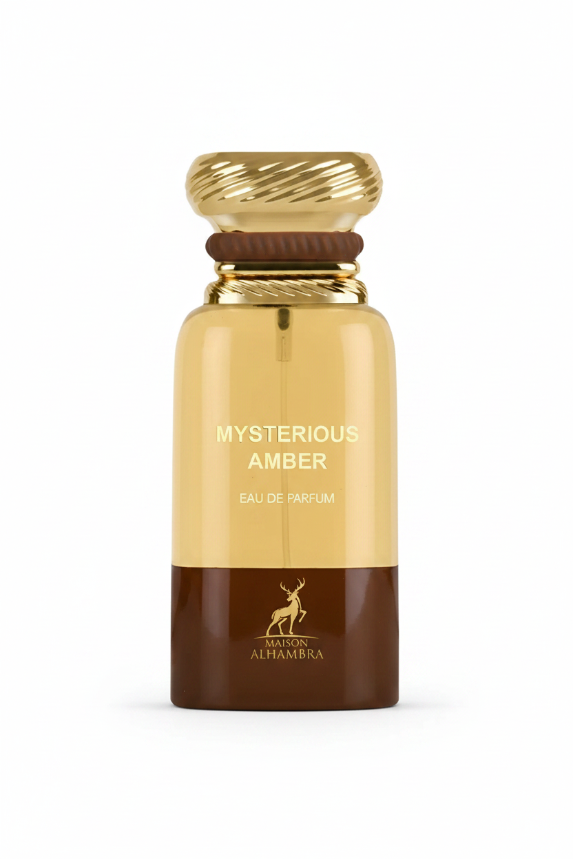 Maison Alhambra Mysterious Amber bottle on white background