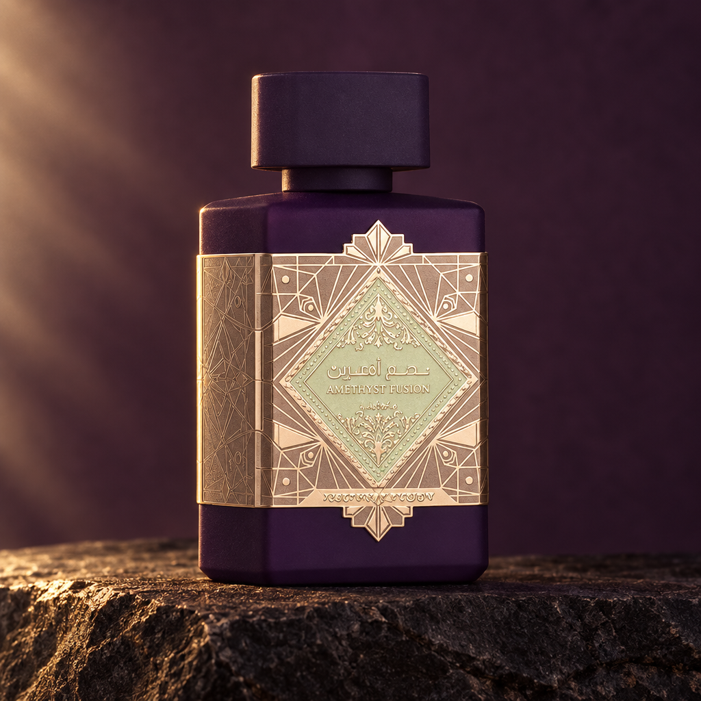 Lattafa Amethyst Fusion editorial photograph