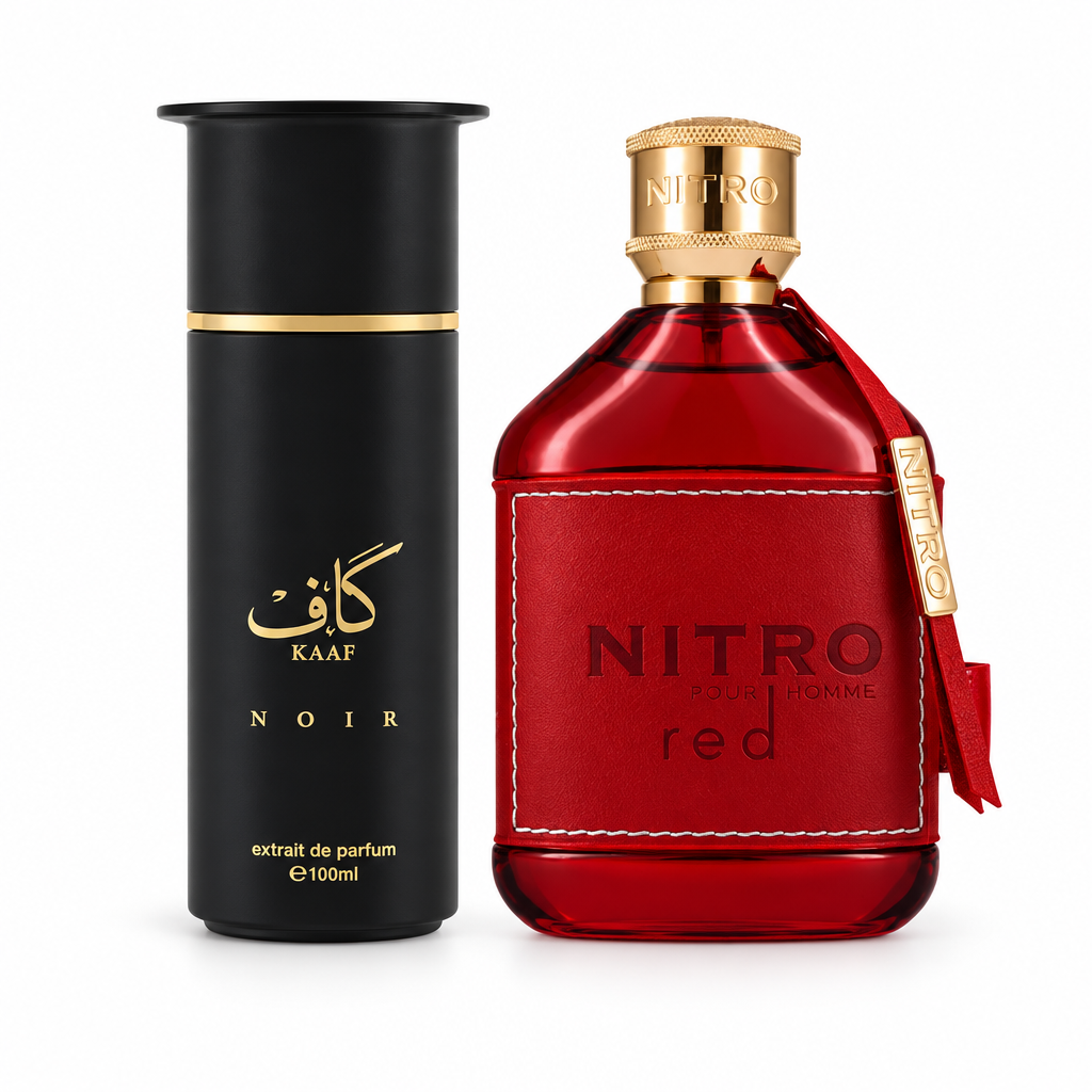 Kaaf Noir and Nitro Red original on white