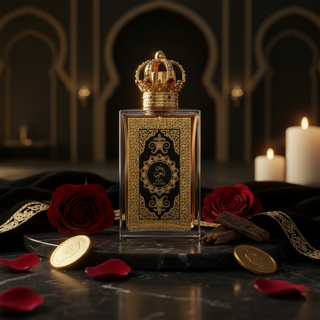 King of Arabia - Lifestyle dark marble with rose petals and gold coins