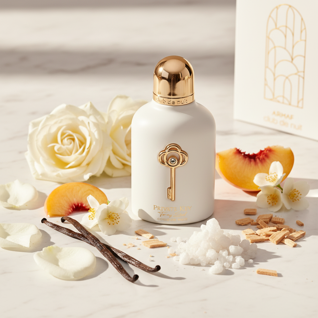 Private Key To My Soul - White Rose, Jasmine, Peach, Vanilla, Musk, Sandalwood ingredients