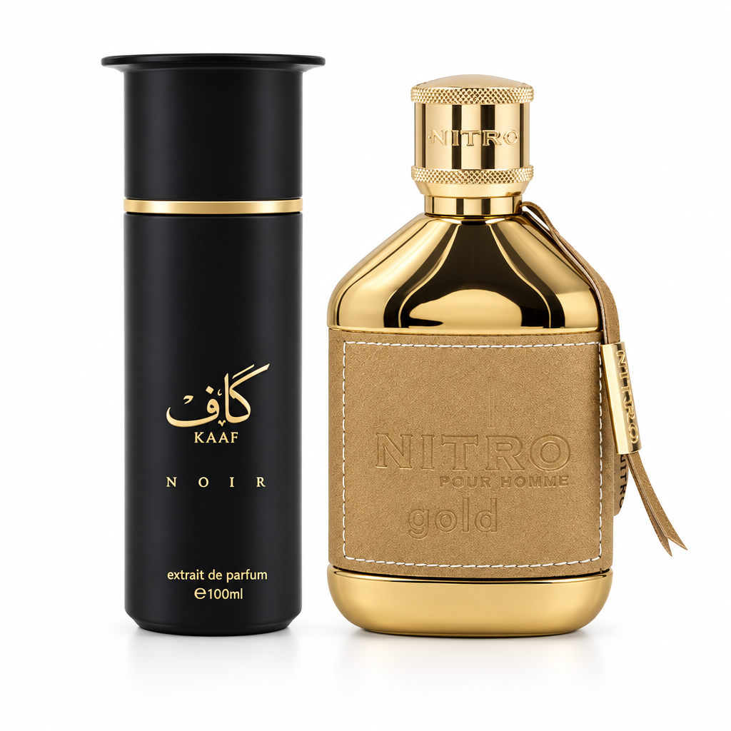 Kaaf Noir and Nitro Gold on white