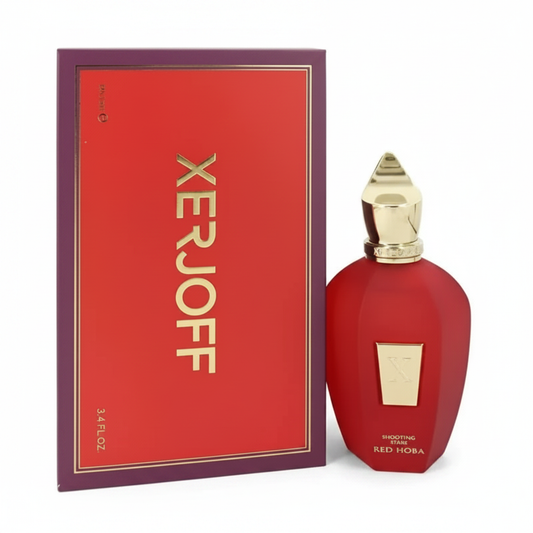 Xerjoff Red Hoba bottle and box on white background