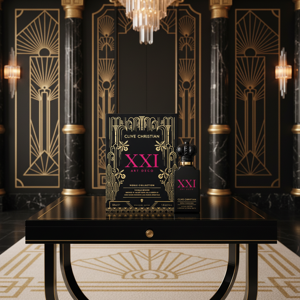 Clive Christian XXI Art Deco Vanilla Orchid lifestyle shot in Art Deco interior