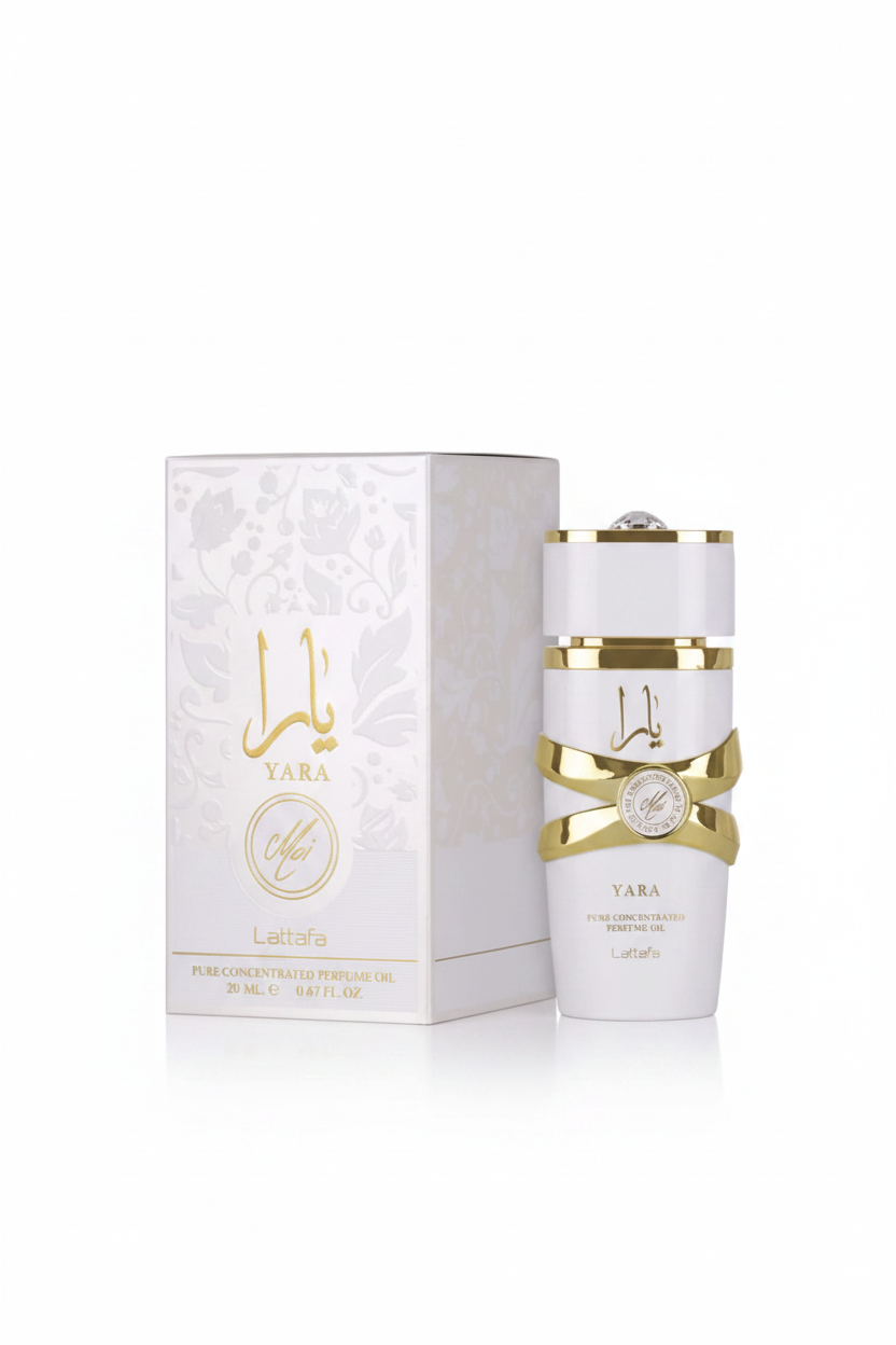 Lattafa Yara Moi bottle and box on white background