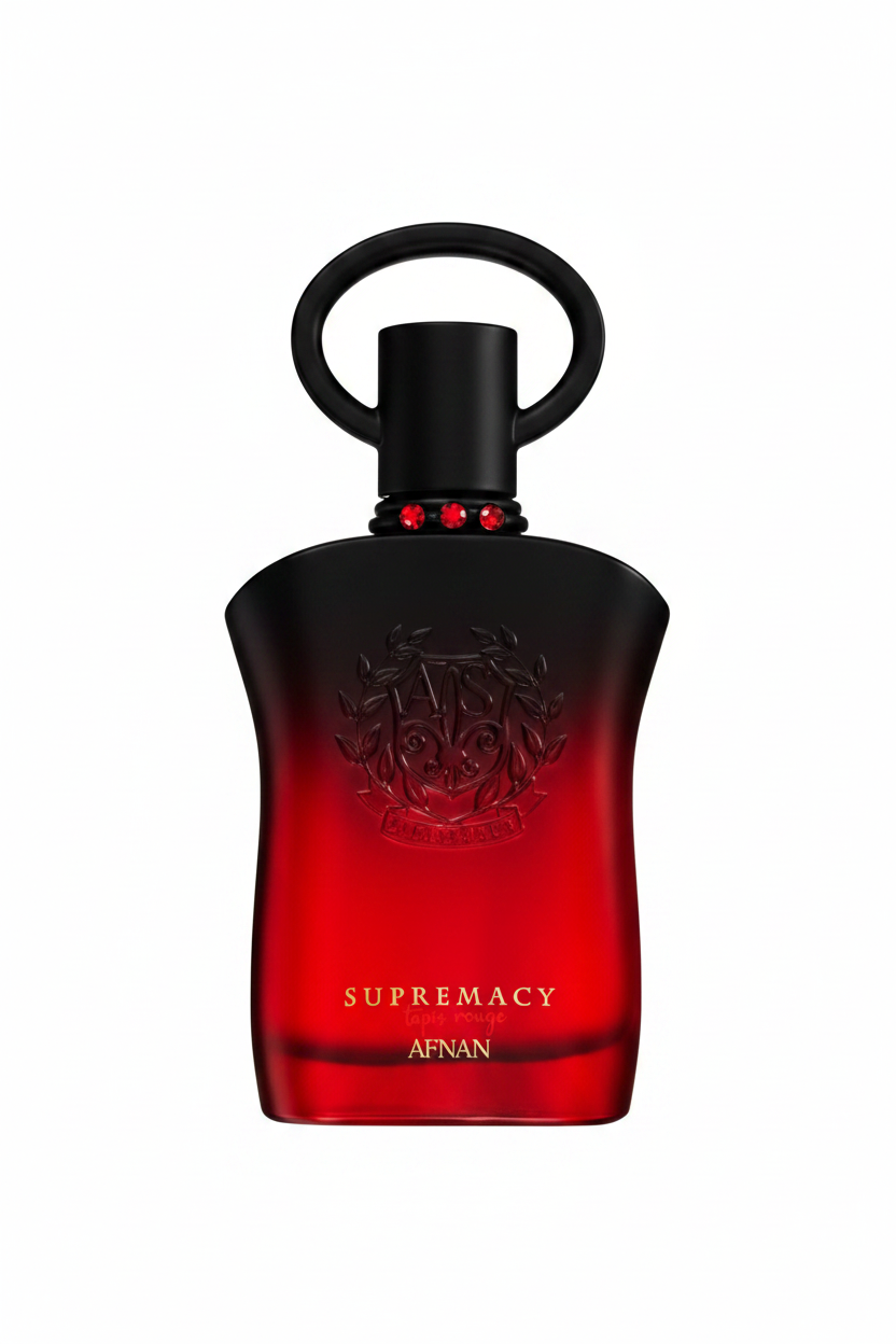 Afnan Supremacy Tapis Rouge Eau De Parfum bottle on white background