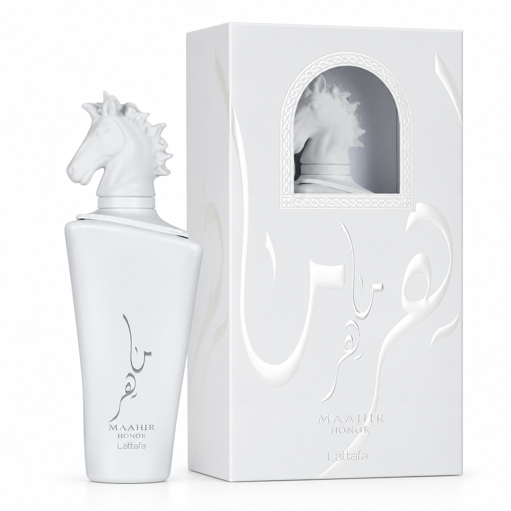 Lattafa Maahir Honor perfume bottle with original box