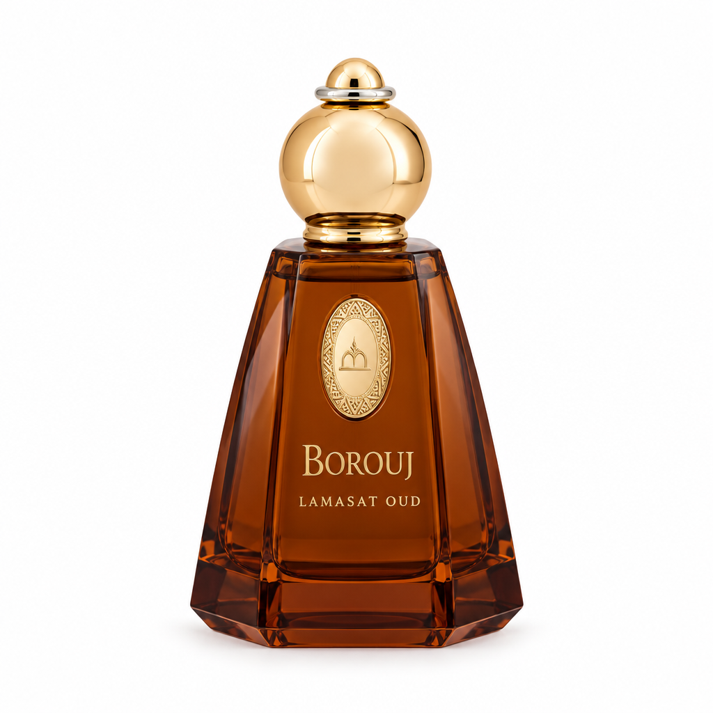 Dumont Borouj Lamasat Oud perfume bottle on white background