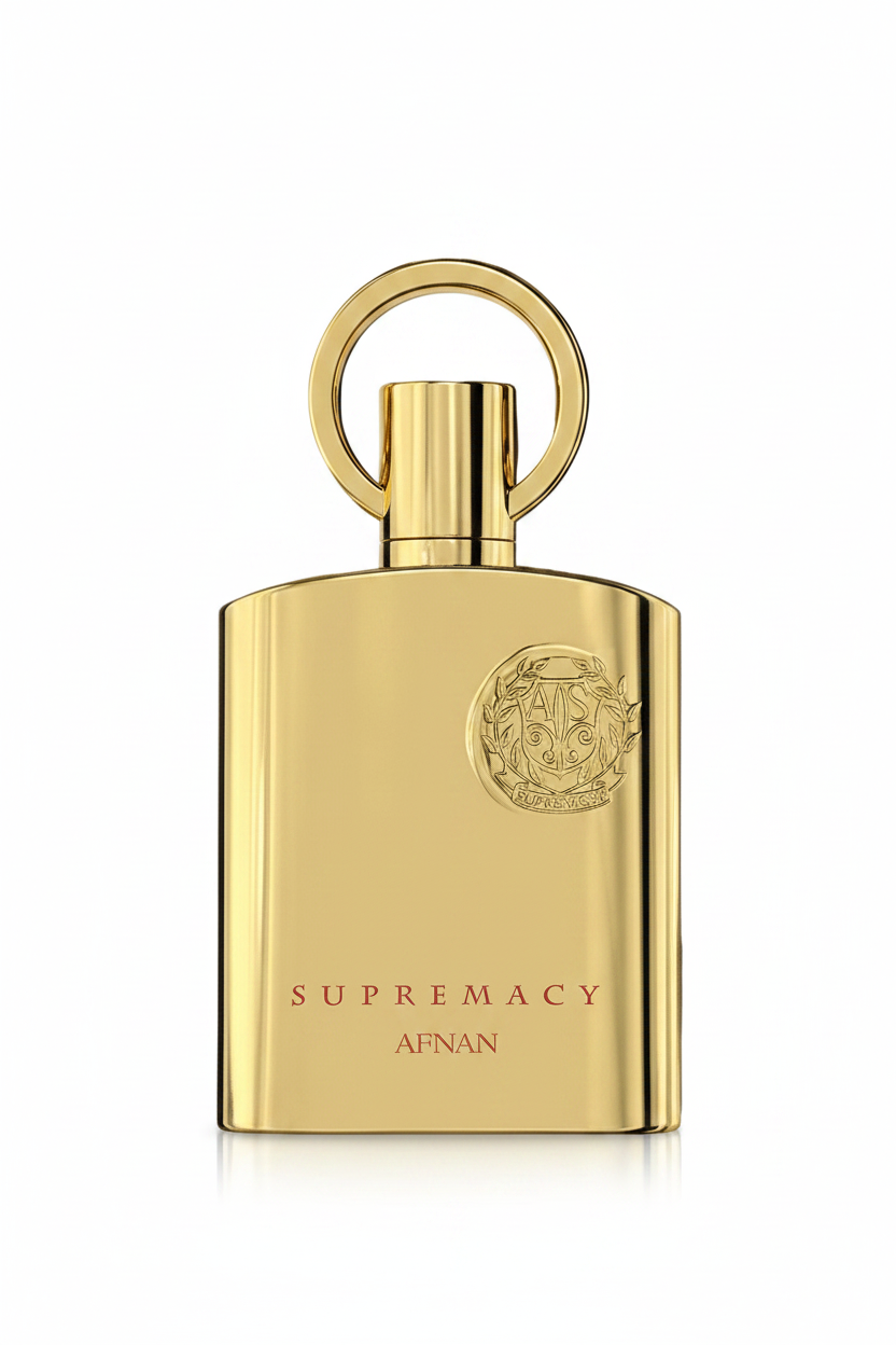 Afnan Supremacy Gold Eau De Parfum bottle on white background