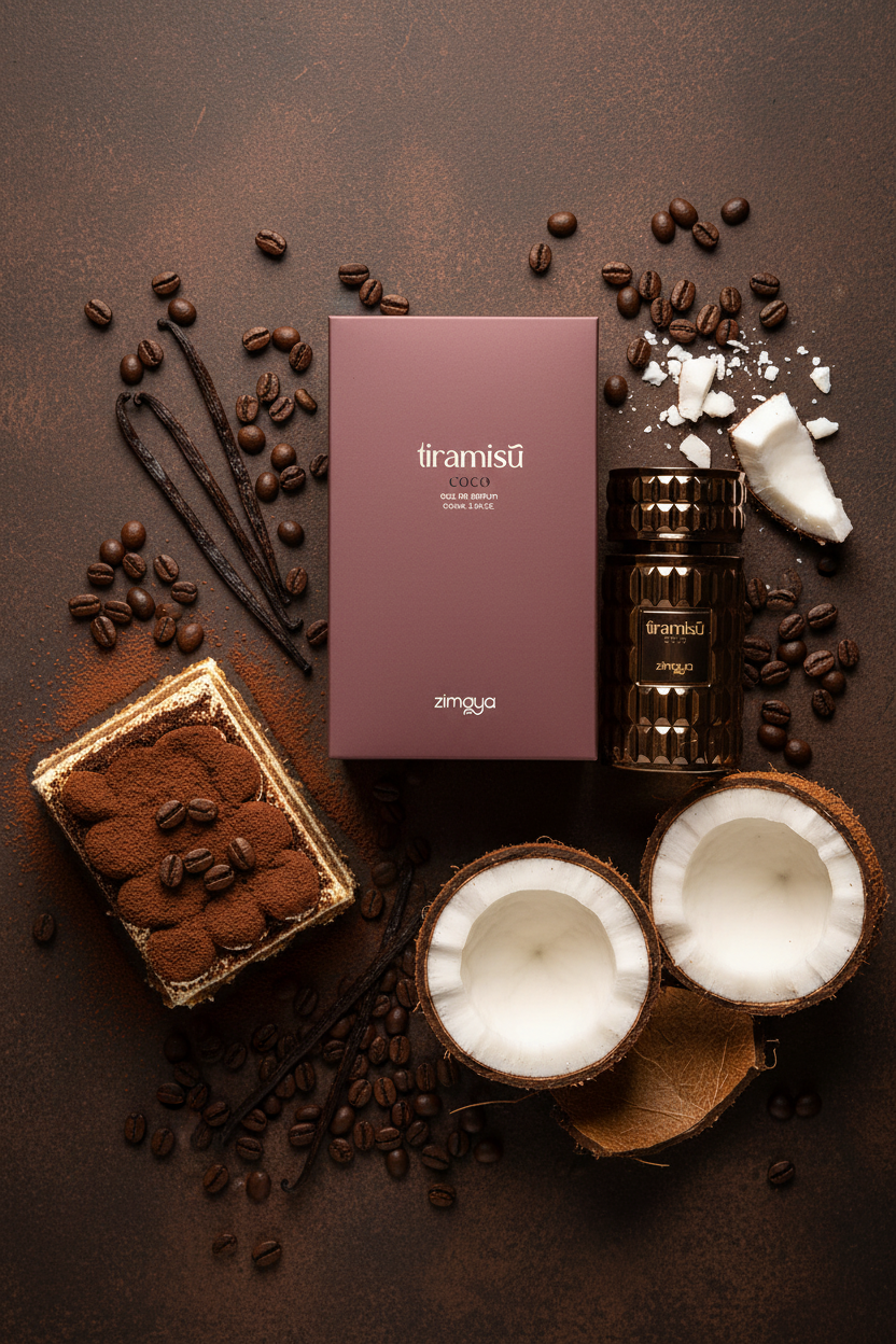 Afnan Zimaya Tiramisu Coco with tiramisu, coconut, vanilla and coffee ingredients