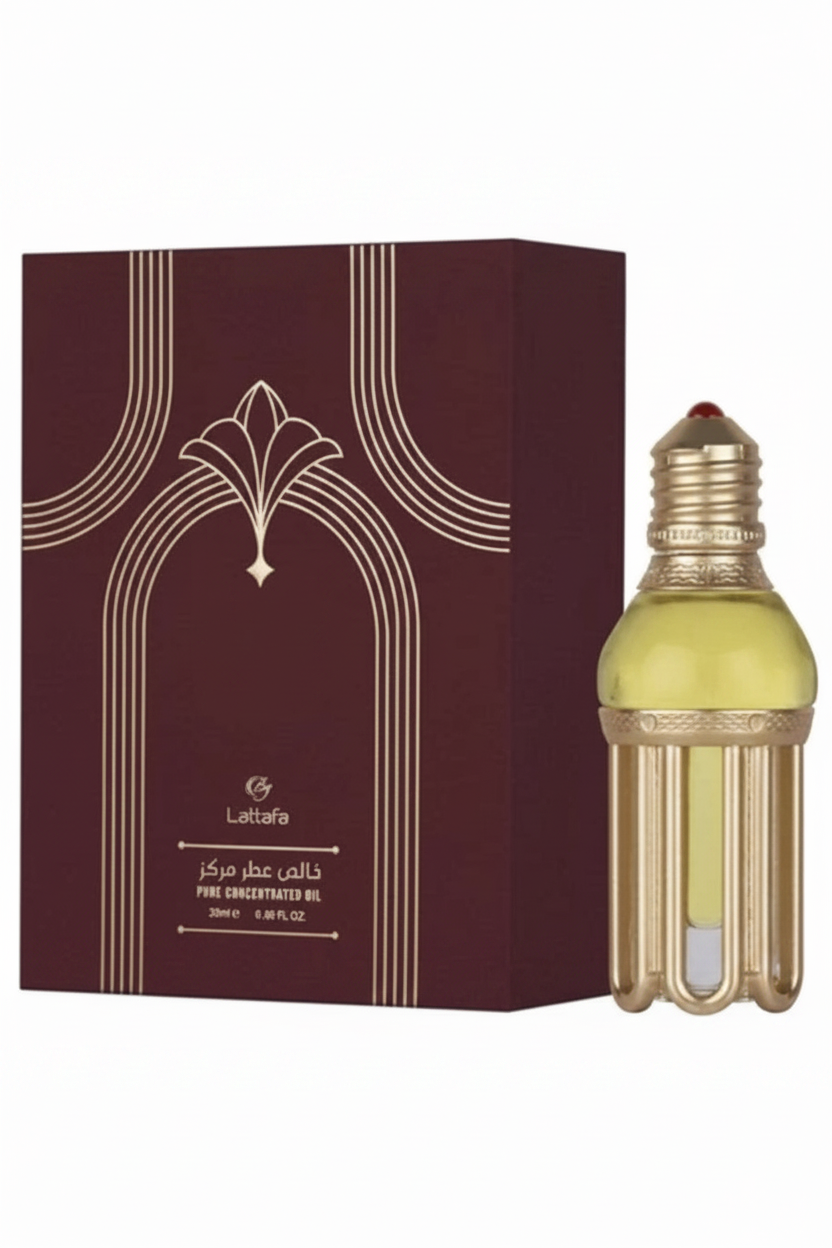 Lattafa Esraa bottle and box on white background