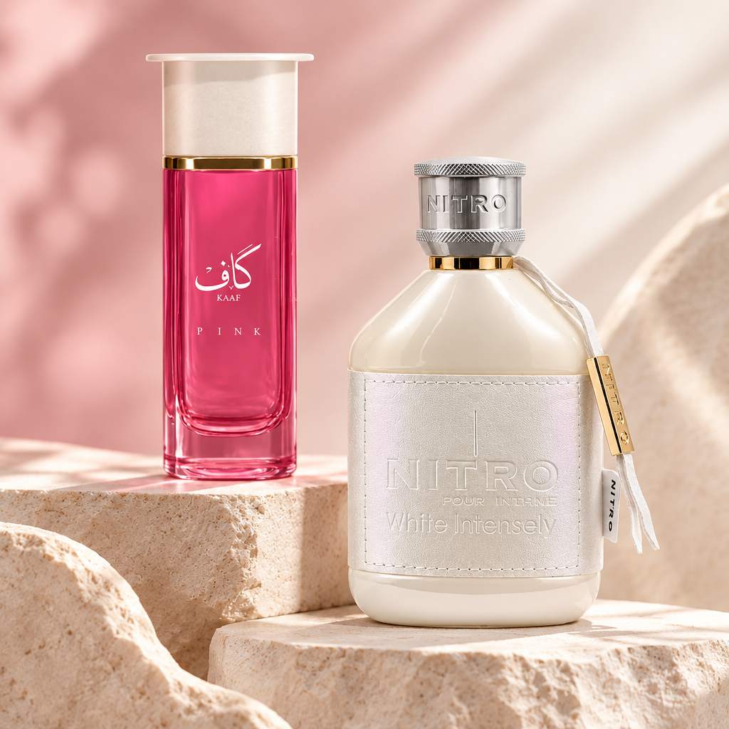 Kaaf Pink and Nitro White Intensely editorial composition