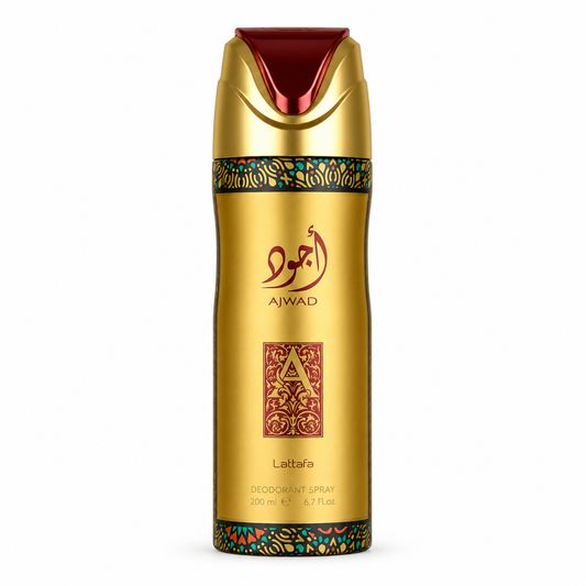 Lattafa Ajwad Deodorant Spray 6.7 oz on a white background